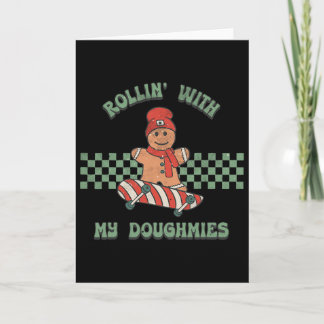 Mit meinen Teigfreunden Retro-Weihnachtsmann-Ska r Karte