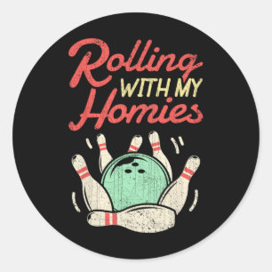 Mit meiner Heimat ins Shirt zu rollen Bowling Bowl Runder Aufkleber