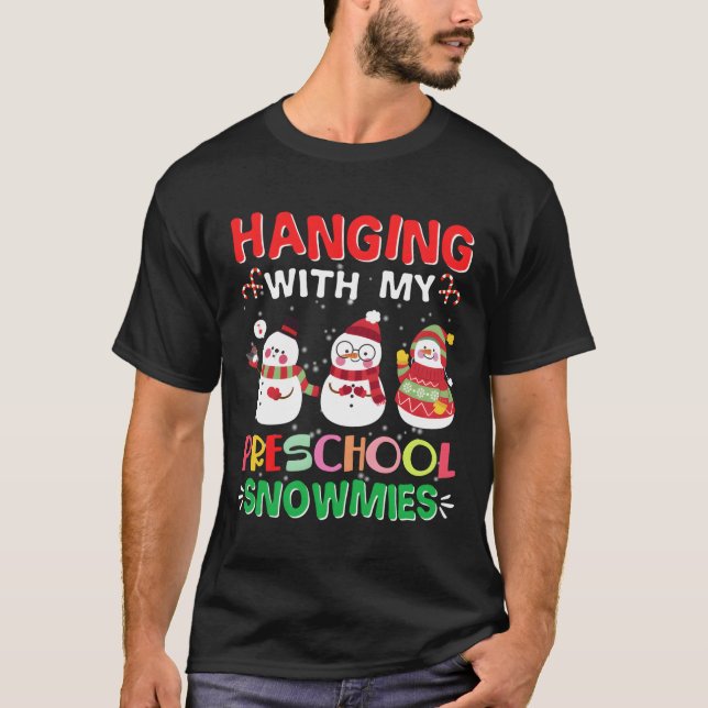 Mit meiner Vorschulschneemännerin Christm T-Shirt (Vorderseite)