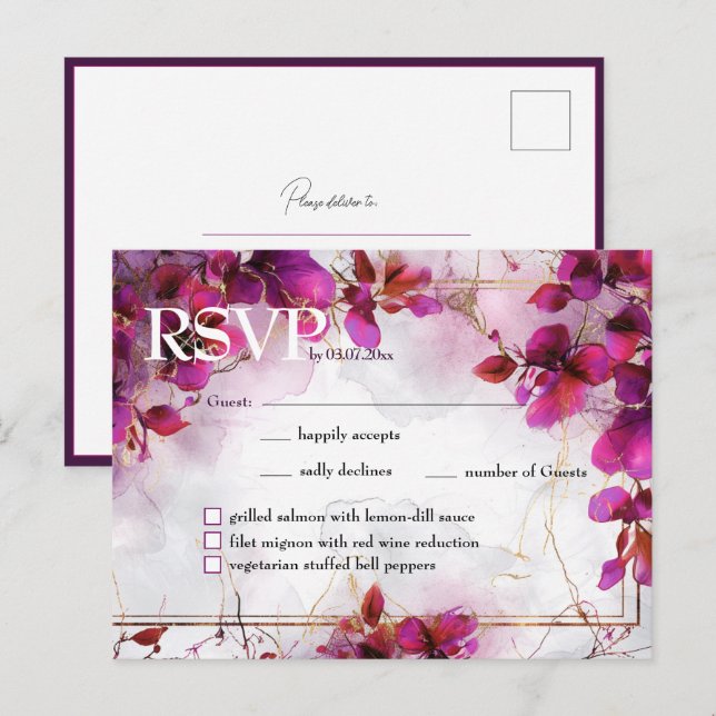 Mit Menü Fuchsia Verzauberung: Wasserfarbe Postkarte (Vorne/Hinten)