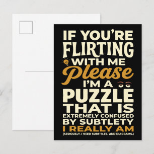 Mit mir flirten Bitte verwirrtes Puzzle Lustig Postkarte