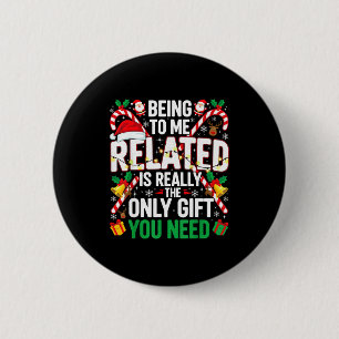 Mit mir verwandt Lustige Weihnachten Familie Xmas  Button