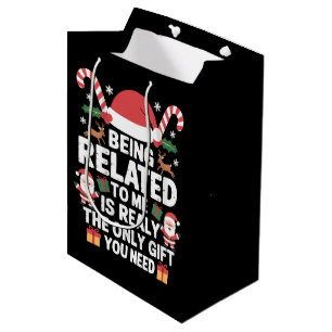 Mit mir verwandt Lustiges Weihnachten Familie Xmas Mittlere Geschenktüte