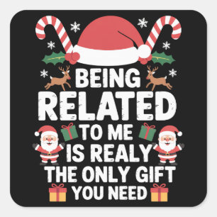 Mit mir verwandt Lustiges Weihnachten Familie Xmas Quadratischer Aufkleber