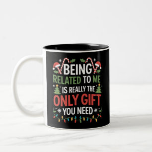 Mit mir verwandt Lustiges Weihnachten Familie Xmas Zweifarbige Tasse