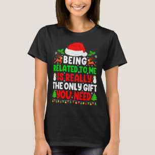 Mit mir verwandt Xmas-Pyjamas Lustiges Weihnachts- T-Shirt