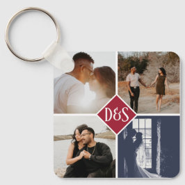 Mit Monogramm 5 Foto Benutzerdefinierte Collage Pe Schlüsselanhänger