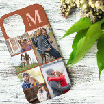 Mit Monogramm 5 Fotomaterial Burnt Orange Case-Mate iPhone Hülle<br><div class="desc">Mit Monogramm Foto Collage iPhone Gehäuse, die Sie mit 5 Ihrer Lieblings-Fotos und Ihre erste personalisieren können. Das Design hat eine bunte orangefarbene Terracotta-pfirsichfarben mit fett formatierter Typografie für Ihren Anfang. Entworfen für das iPhone 12 Pro Max, aber wird viele andere Modelle passen. Wenn Sie einen anderen Karo wählen, sieht...</div>