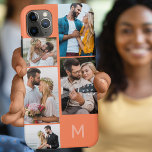 Mit Monogramm 5 Fotomaterial Orange<br><div class="desc">Maßgeschneiderte iPhone-Gehäuse mit Ihrem ersten, Multi-Foto Collage und Orange Hintergrund. Die Fotovorlage ist für Sie bereit, Ihre Bilder im Uhrzeigersinn von oben nach rechts hinzuzufügen. Das Set ist für Sie bereit. Die Collage aus dem Foto verwendet Landschafts- und Porträtformate, um Ihnen eine Vielzahl von Optionen zu bieten, um Ihre Lieblingspics...</div>