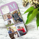 Mit Monogramm 6 Fotomaterial Lilac Minze<br><div class="desc">Mit Monogramm Foto Collage iPhone Gehäuse, die Sie mit 6 Ihrer Lieblings-Fotos und Ihre erste personalisieren können. Die Vorlage ist für Sie bereit, um Ihre Fotos hinzuzufügen, arbeiten oben nach unten auf der verlassen Seite, dann oben nach unten auf der rechten Seite. Das Design hat einen lila Hintergrund mit minzgrün...</div>