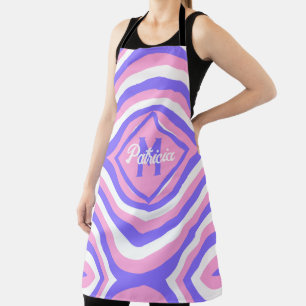 Mit Monogramm 70er Groovy pink & lila psychedelisc Schürze