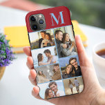 Mit Monogramm 7 FotoCollage auf Rot<br><div class="desc">Mit Monogramm Foto Collage iPhone Gehäuse, die Sie mit 7 Ihrer Lieblings-Fotos und Ihre erste personalisieren können. Die Vorlage ist für Sie bereit, um Ihre Fotos hinzuzufügen, arbeiten oben nach unten auf der verlassen Seite, dann oben nach unten auf der rechten Seite. Das Design hat einen roten Hintergrund und Ihr...</div>