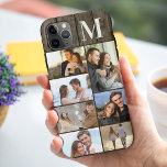 Mit Monogramm 7 Fotomaterial auf dunklem Holz Case-Mate iPhone Hülle<br><div class="desc">Mit Monogramm Foto Collage iPhone Gehäuse, die Sie mit 7 Ihrer Lieblings-Fotos und Ihre erste personalisieren können. Die Vorlage ist für Sie bereit, um Ihre Fotos hinzuzufügen, arbeiten oben nach unten auf der verlassen Seite, dann oben nach unten auf der rechten Seite. Das Design hat einen rustikalen Hintergrund aus Holz...</div>