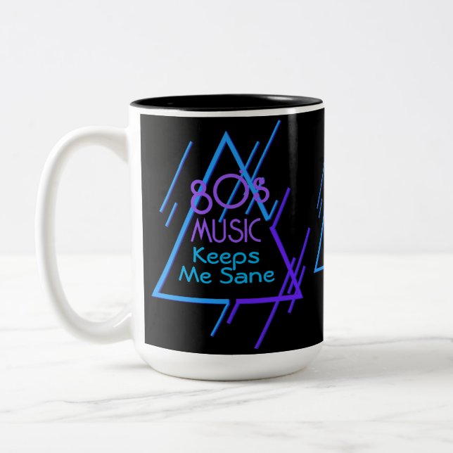 Mit Monogramm 80er Jahre Musik Behalte Me Sane Bla Zweifarbige Tasse (Links)