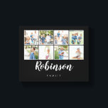Mit Monogramm 8-Foto-Familienkollage Schwarz Leinwanddruck<br><div class="desc">Verwenden Sie Ihre Lieblings-Fotos,  um einen lustigen Sake zu machen,  um Ihre Zuhause zu dekorieren.</div>