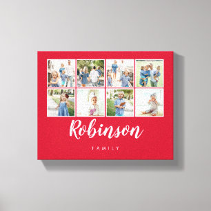 Mit Monogramm 8-Foto-Familienkollektion Rot Leinwanddruck