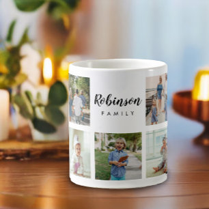 Mit Monogramm 9 Familien-Foto-Collage Kaffeetasse