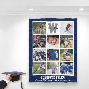 Mit Monogramm Abschluss Multi-FotoCollage Fleecedecke