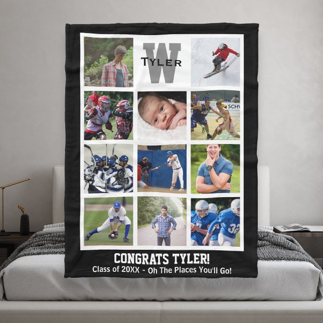 Mit Monogramm Abschluss Multi-FotoCollage Fleecedecke (Von Creator hochgeladen)