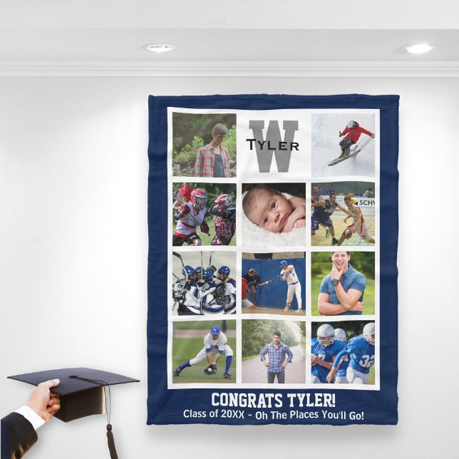 Mit Monogramm Abschluss Multi-FotoCollage Fleecedecke (Von Creator hochgeladen)