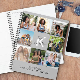 mit Monogramm Abschluss Zitat 8 Fotocollage grau Planer