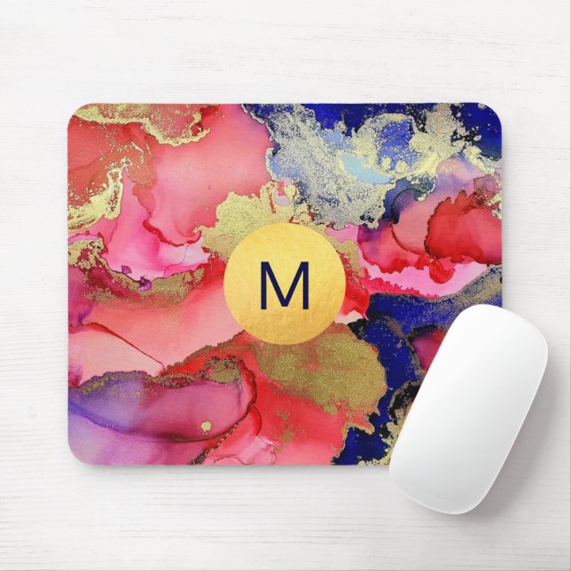 Mit Monogramm Abstrakte Art Jewel Tone Mousepad (Mit Mouse)