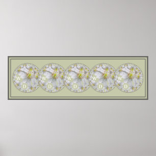 Mit Monogramm Abstrakte Daisy Blume Art, Light Gre Poster
