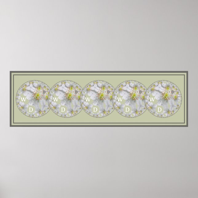 Mit Monogramm Abstrakte Daisy Blume Art, Light Gre Poster (Vorne)
