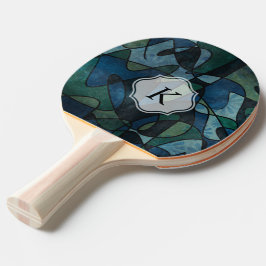 Mit Monogramm abstrakte Kunst blaues Tischtennis Schläger