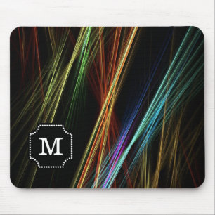 Mit Monogramm abstrakte Mehrfarbenlinien Muster Mousepad