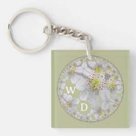 Mit Monogramm Abstrakter Spaß Flora Art Gelb braun Schlüsselanhänger