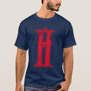 Mit Monogramm Alte Kalligrafie Blau T-Shirt