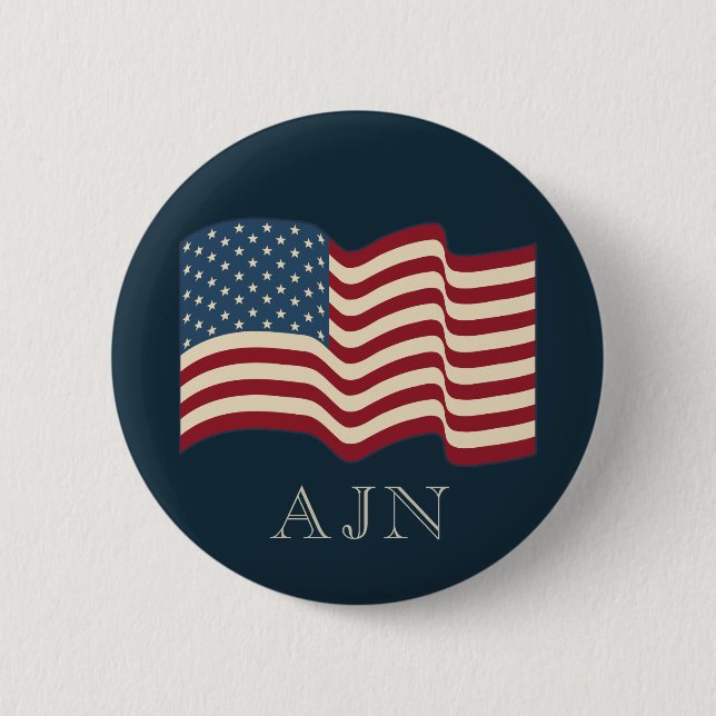 Mit Monogramm amerikanisches Flag-Button-Geschenk Button (Vorderseite)