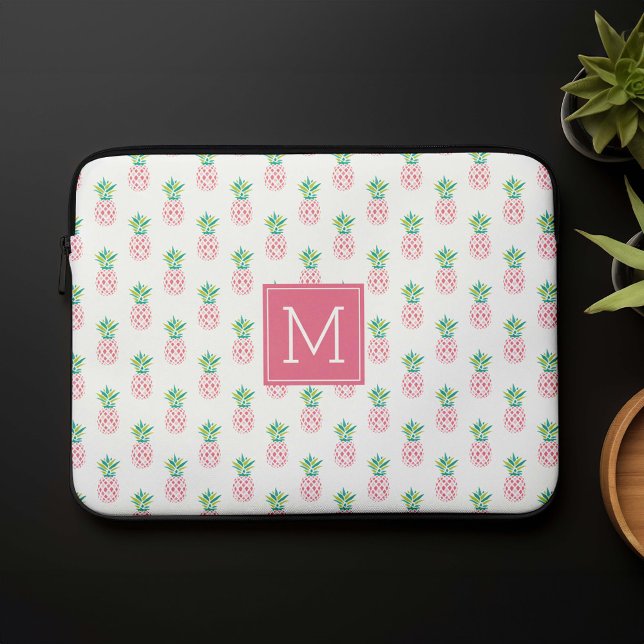 Mit Monogramm Ananas-Muster Laptopschutzhülle (Von Creator hochgeladen)