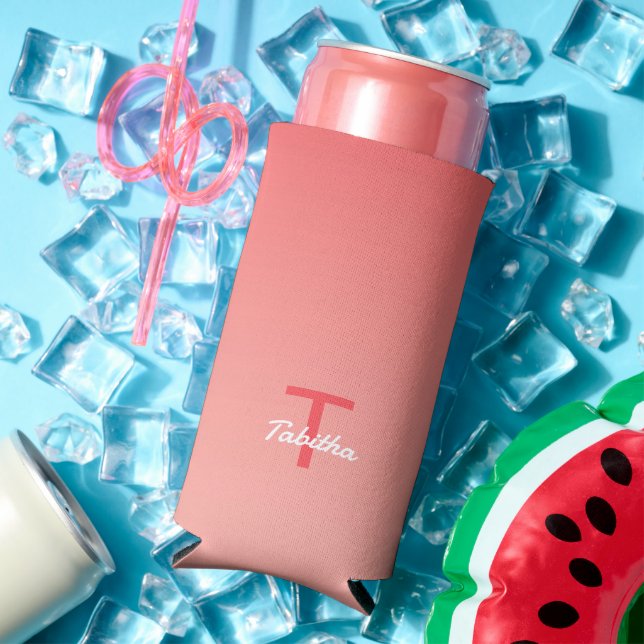 Mit Monogramm Anfangsname Skript Gradient Red Whit Selters Dosenkühler (In Situ Sommer)