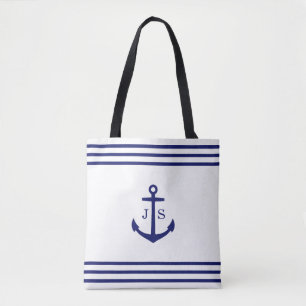 Mit Monogramm Anker (weiß und blau)