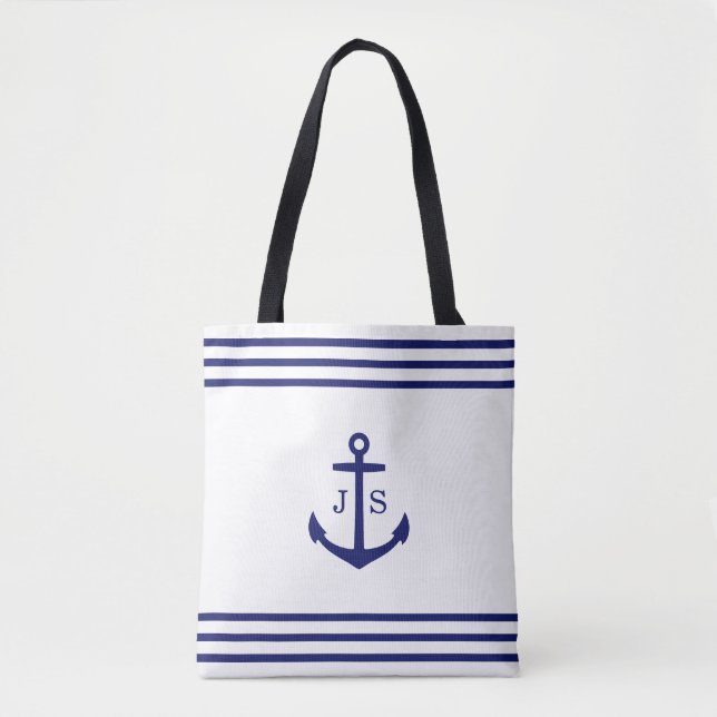 Mit Monogramm Anker (weiß und blau) (Vorderseite)
