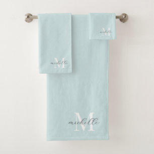 Mit Monogramm Aqua Blue Badhandtuch Set