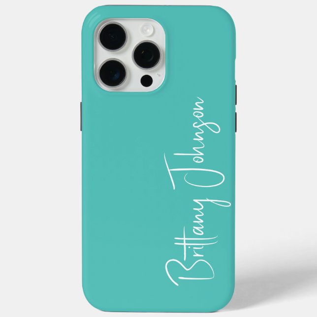 Mit Monogramm Aqua Case-Mate iPhone Hülle (Rückseite)