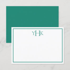 Mit Monogramm aquamarine und weiße Flachbezugskart Einladung