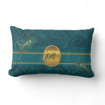 Mit Monogramm Aquamariner Pfau mit 2-seitigem Gold