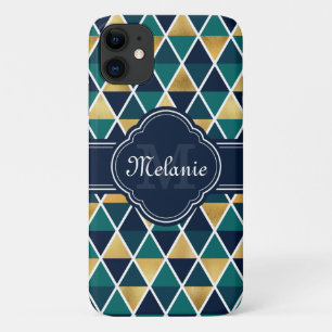 Mit Monogramm Aquamarines geometrisches Triangle-M Case-Mate iPhone Hülle