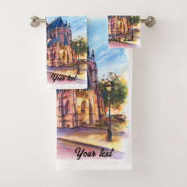 Mit Monogramm Aquarellbilder für Reisende Badhandtuch Set