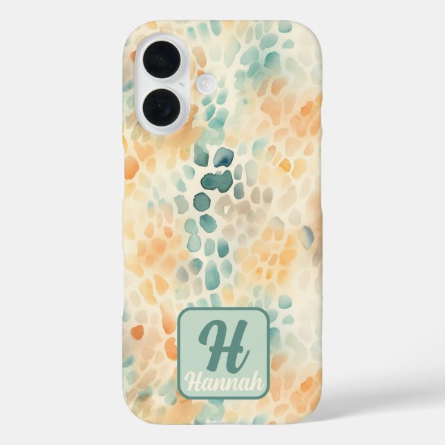 Mit Monogramm Aquarellblau Case-Mate iPhone Hülle (Rückseite)