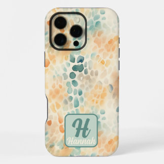 Mit Monogramm Aquarellblau iPhone 16 Pro Max Hülle