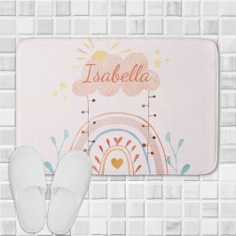 Mit Monogramm Aquarellfarbe Niedlich Regenbogen Ki Badematte