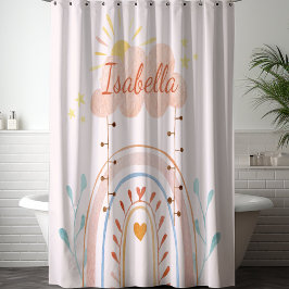 Mit Monogramm Aquarellfarbe Niedlich Regenbogen Ki Duschvorhang