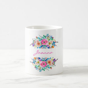 Mit Monogramm Aquarellfarben - farbige Blume Kaffeetasse