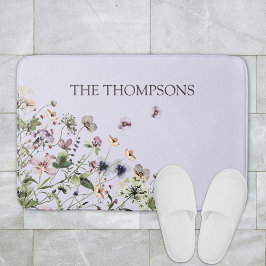 Mit Monogramm Aquarellfarben Lila Wildblumen Badematte