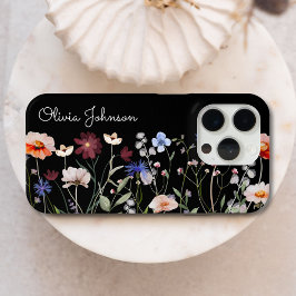 Mit Monogramm Aquarellfarben - Wildblume Wiese iPhone 16 Pro Max Hülle